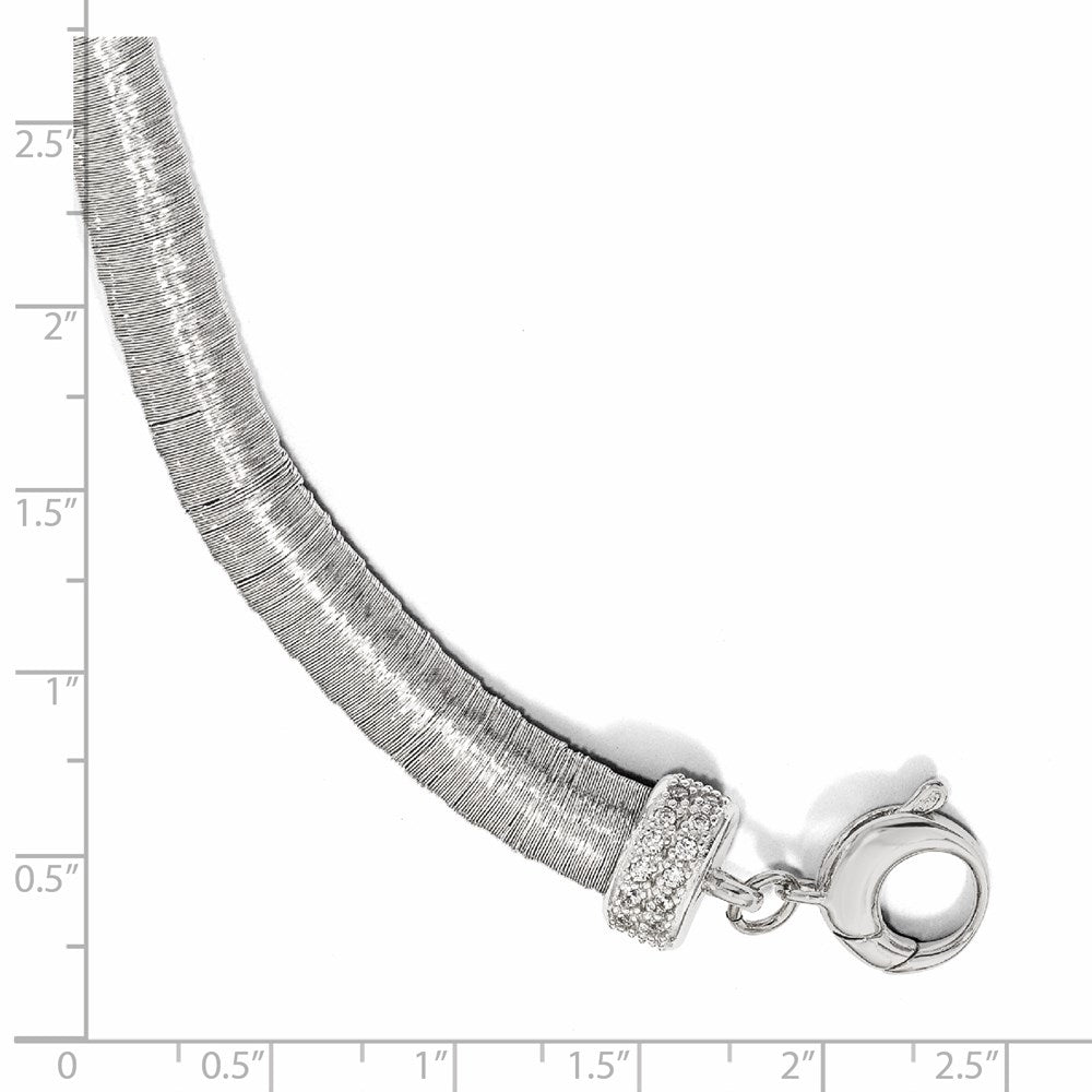 7 Inch Sterling Silver Rhodium-Plated Cz With 1In Ext. Bracelet