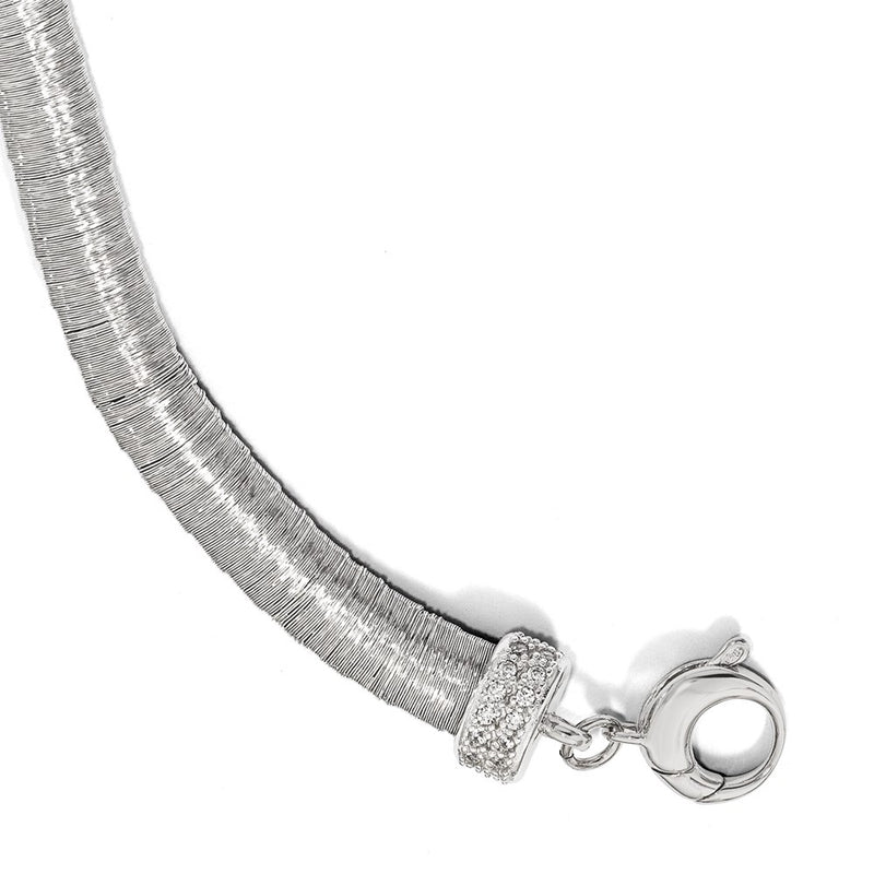 7 Inch Sterling Silver Rhodium-Plated Cz With 1In Ext. Bracelet
