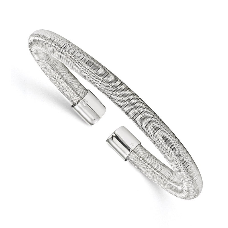 Sterling Silver Rhodium-Plated Cuff Bangle