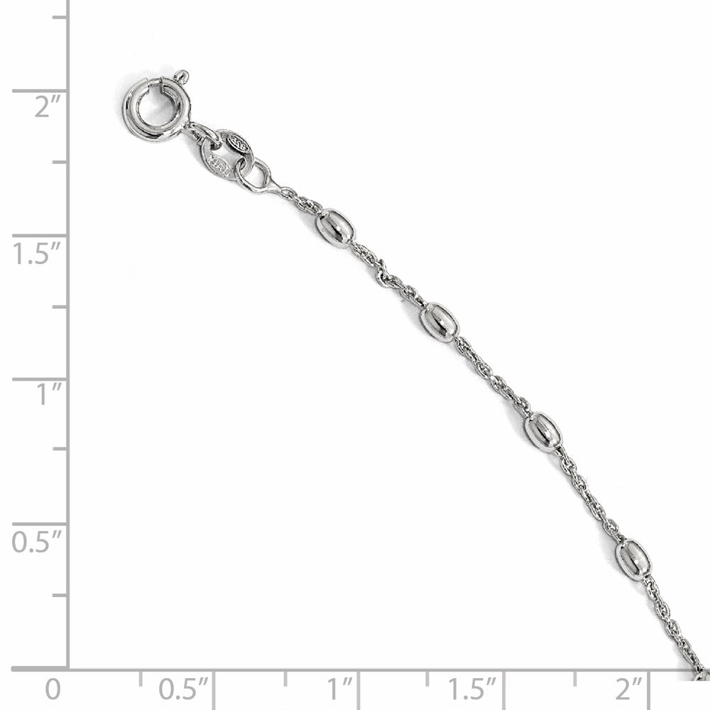 Sterling Silver Polished Beaded With 1In Ext. Anklet