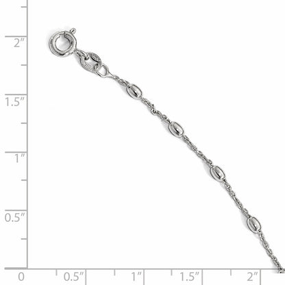 Sterling Silver Polished Beaded With 1In Ext. Anklet