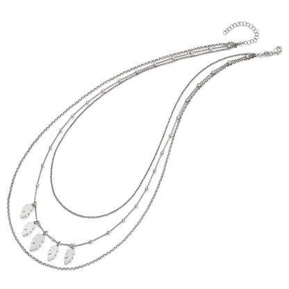 Sterling Silver Polished Leaf Multi-Strand With 2In Ext. Necklace