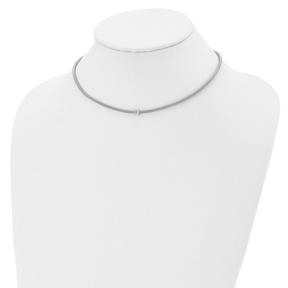 Sterling Silver Polished Cz Necklace