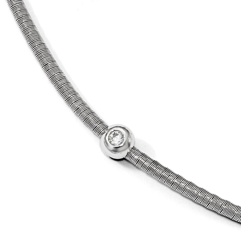 Sterling Silver Polished Cz Necklace