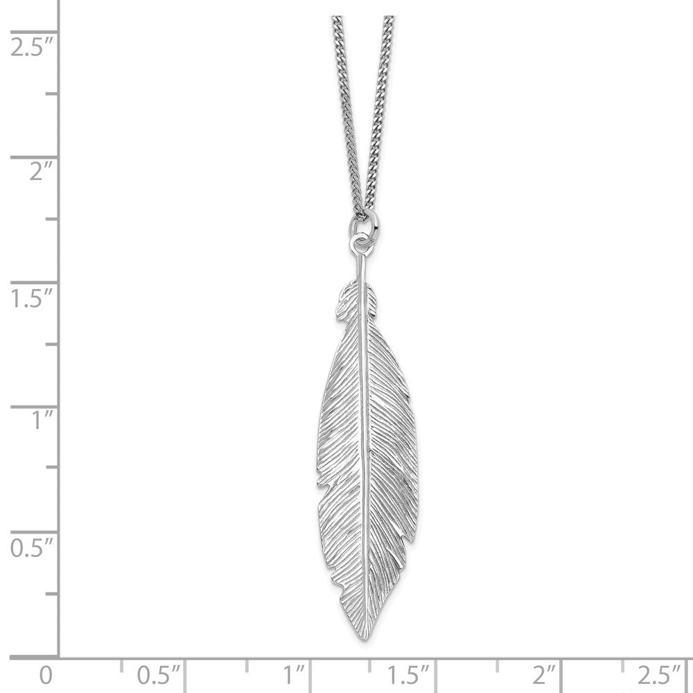 Sterling Silver Rhodium-Plated Leaf W/1In Ext. Necklace
