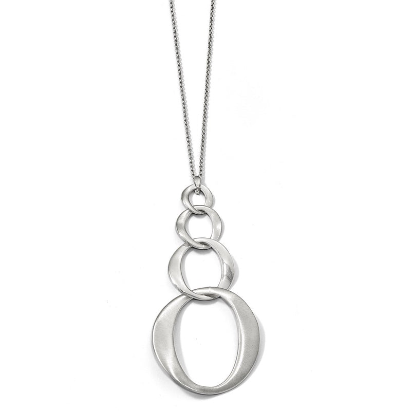 Sterling Silver Rhodium-Plated W/ 1In Ext. Necklace