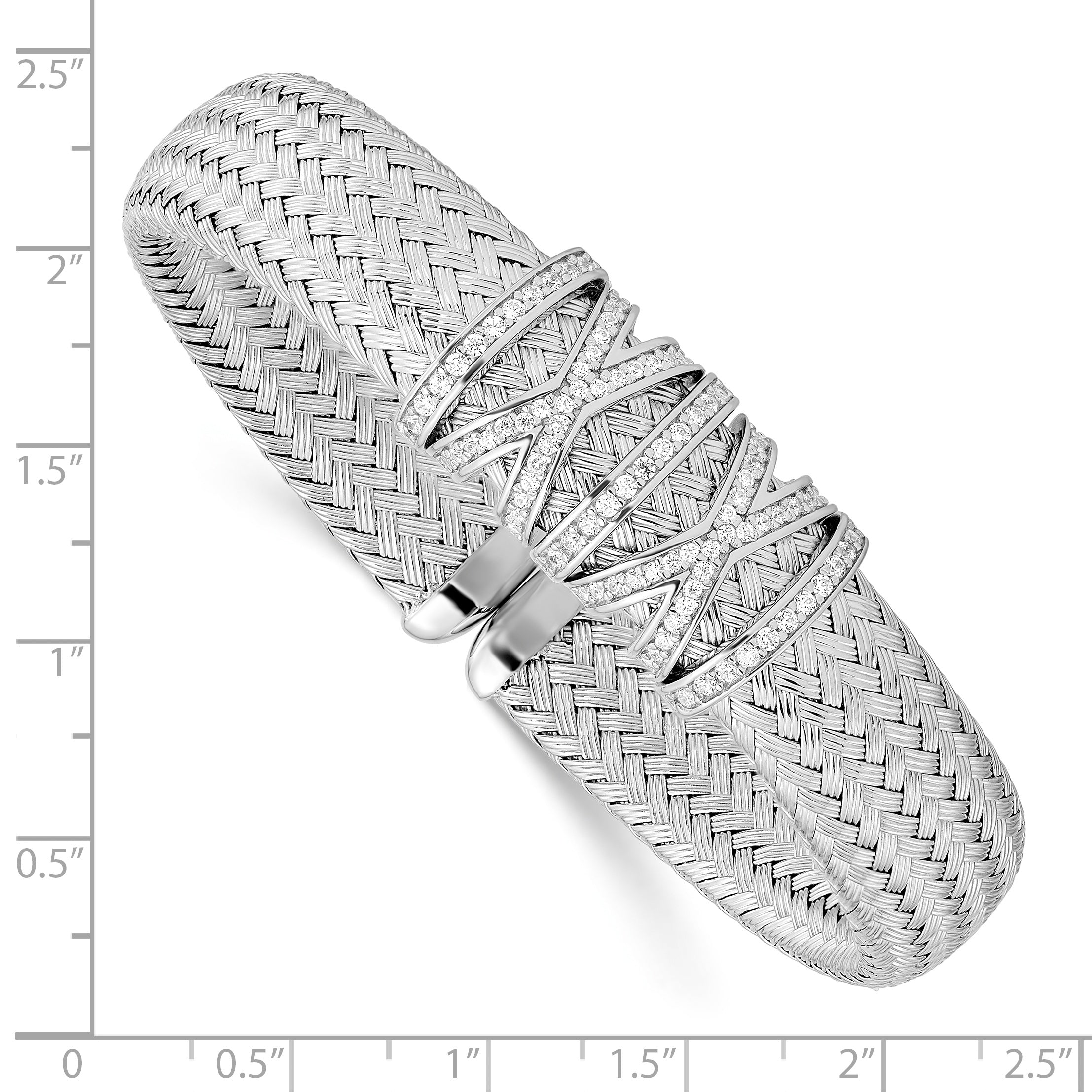 Sterling Silver Cz Woven Cuff