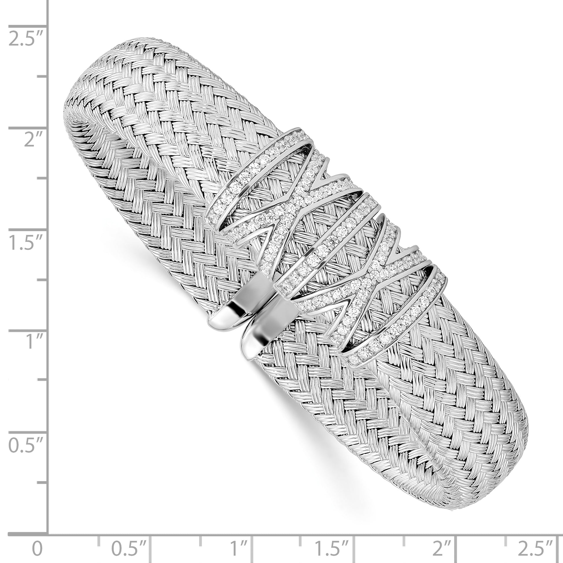 Sterling Silver Cz Woven Cuff