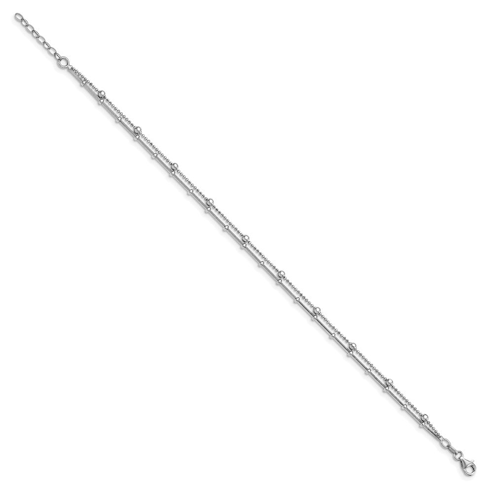 Sterling Silver Double Strand W/. Ext. Chain Anklet