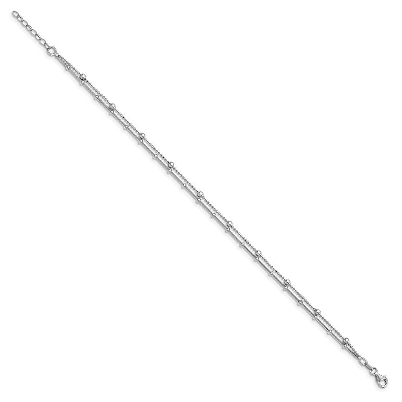 Sterling Silver Double Strand W/. Ext. Chain Anklet