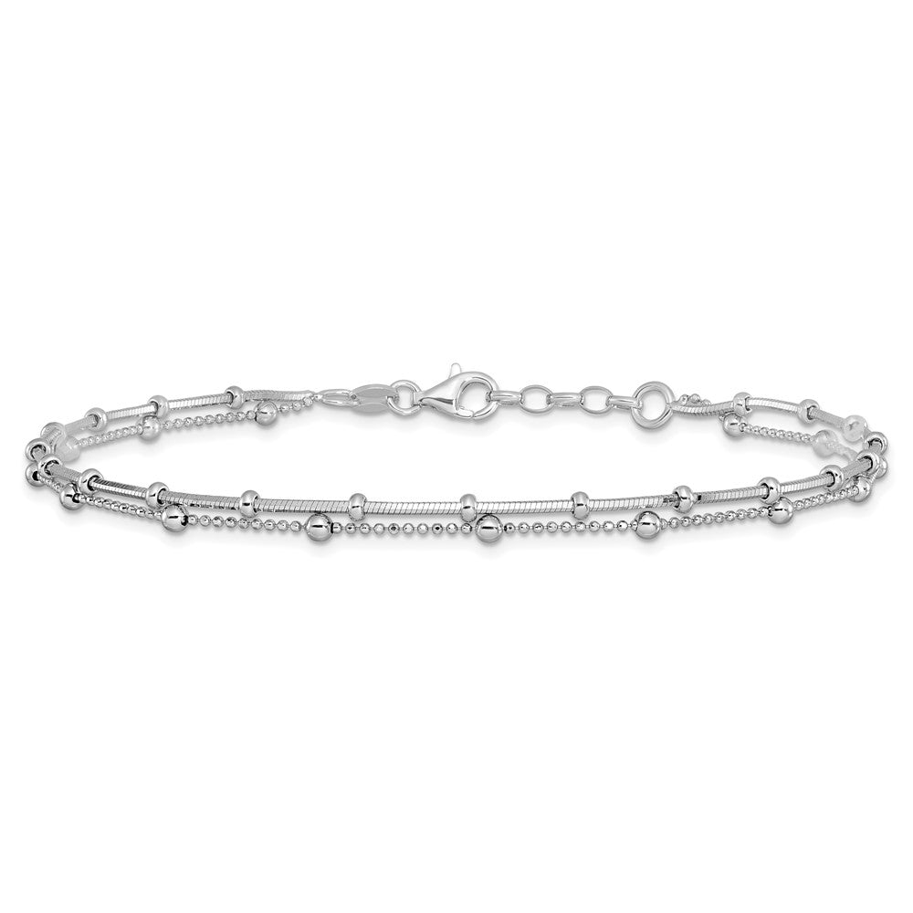 Sterling Silver Double Strand W/. Ext. Chain Anklet