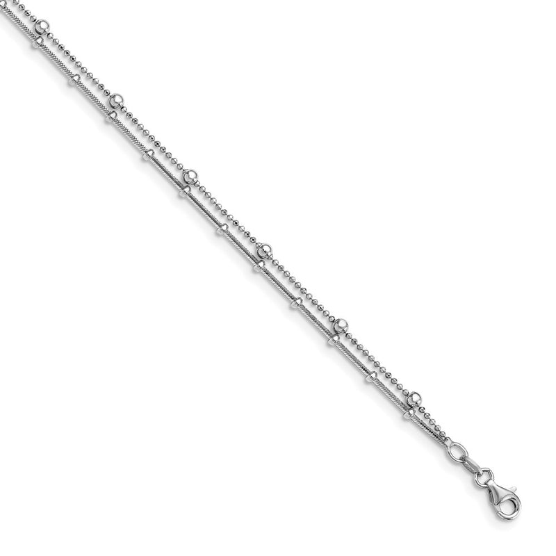 Sterling Silver Double Strand W/. Ext. Chain Anklet