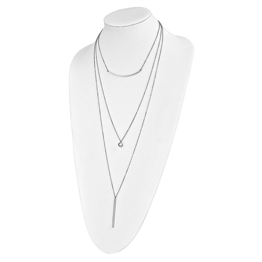 Sterling Silver Three Strand W/2In Ext. Necklace