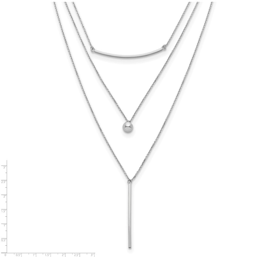 Sterling Silver Three Strand W/2In Ext. Necklace