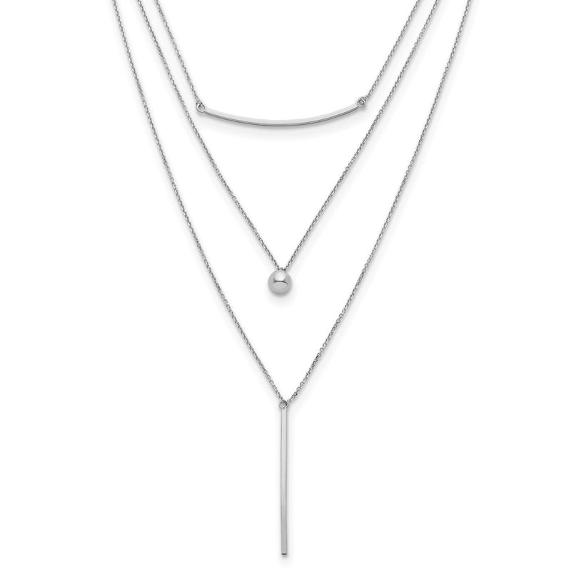 Sterling Silver Three Strand W/2In Ext. Necklace