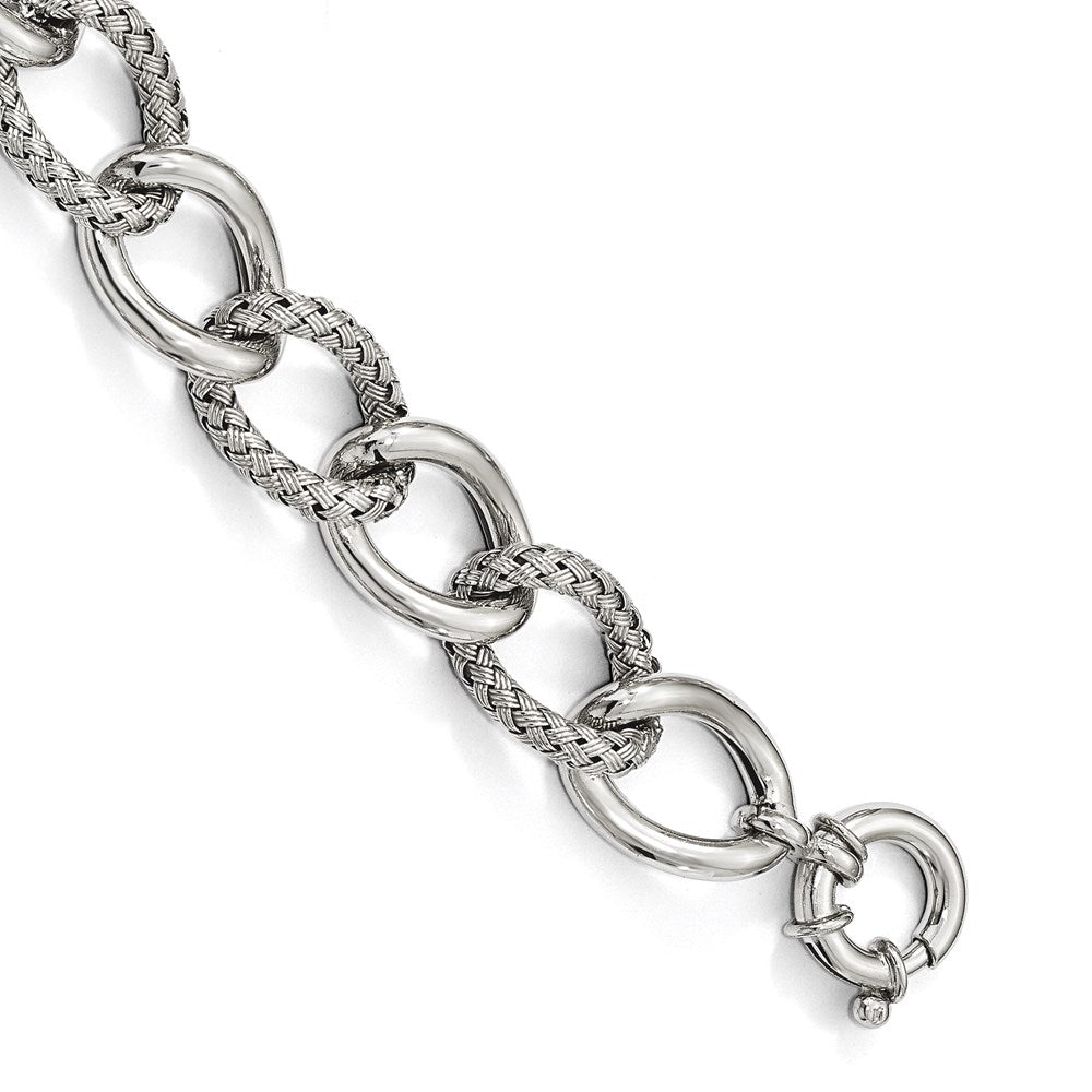 7 Inch Sterling Silver Polished Woven Bracelet