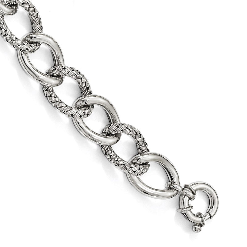 7 Inch Sterling Silver Polished Woven Bracelet