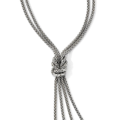 Sterling Silver Polished Multi-Strand Bead Dangle Knot Necklace