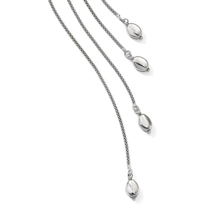 Sterling Silver Polished Multi-Strand Bead Dangle Knot Necklace
