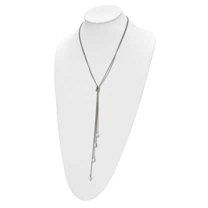 Sterling Silver Polished Multi-Strand Bead Dangle Knot Necklace