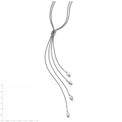 Sterling Silver Polished Multi-Strand Bead Dangle Knot Necklace
