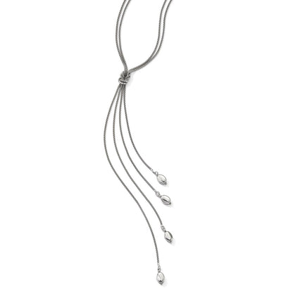 Sterling Silver Polished Multi-Strand Bead Dangle Knot Necklace