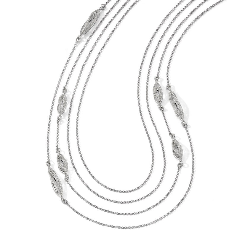 Sterling Silver Polished Filigree Multi-Strand Fancy Necklace