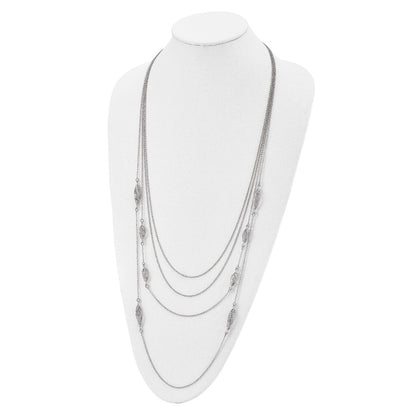 Sterling Silver Polished Filigree Multi-Strand Fancy Necklace