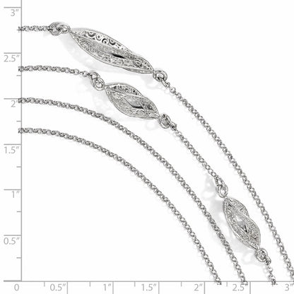 Sterling Silver Polished Filigree Multi-Strand Fancy Necklace