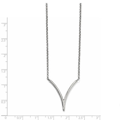 Sterling Silver Polished Textured With 2In Ext. Necklace