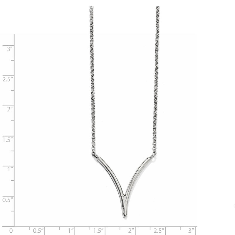 Sterling Silver Polished Textured With 2In Ext. Necklace