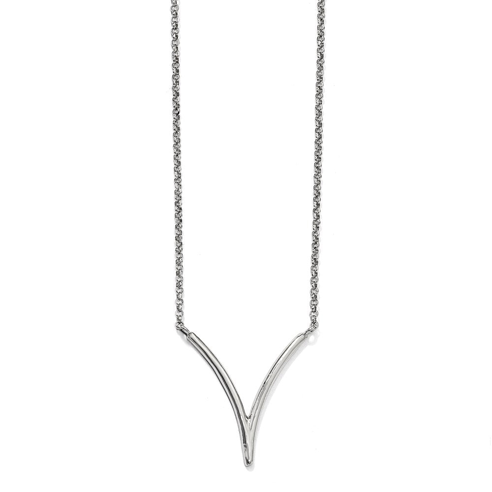 Sterling Silver Polished Textured With 2In Ext. Necklace