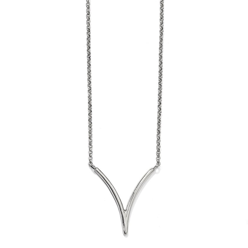 Sterling Silver Polished Textured With 2In Ext. Necklace