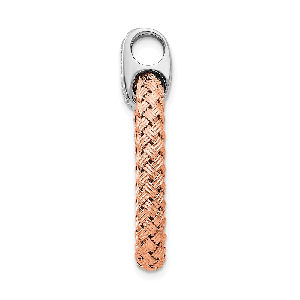 Sterling Silver Rh-Plate Rose Gold-Plate Cz Braided Oval Pendant
