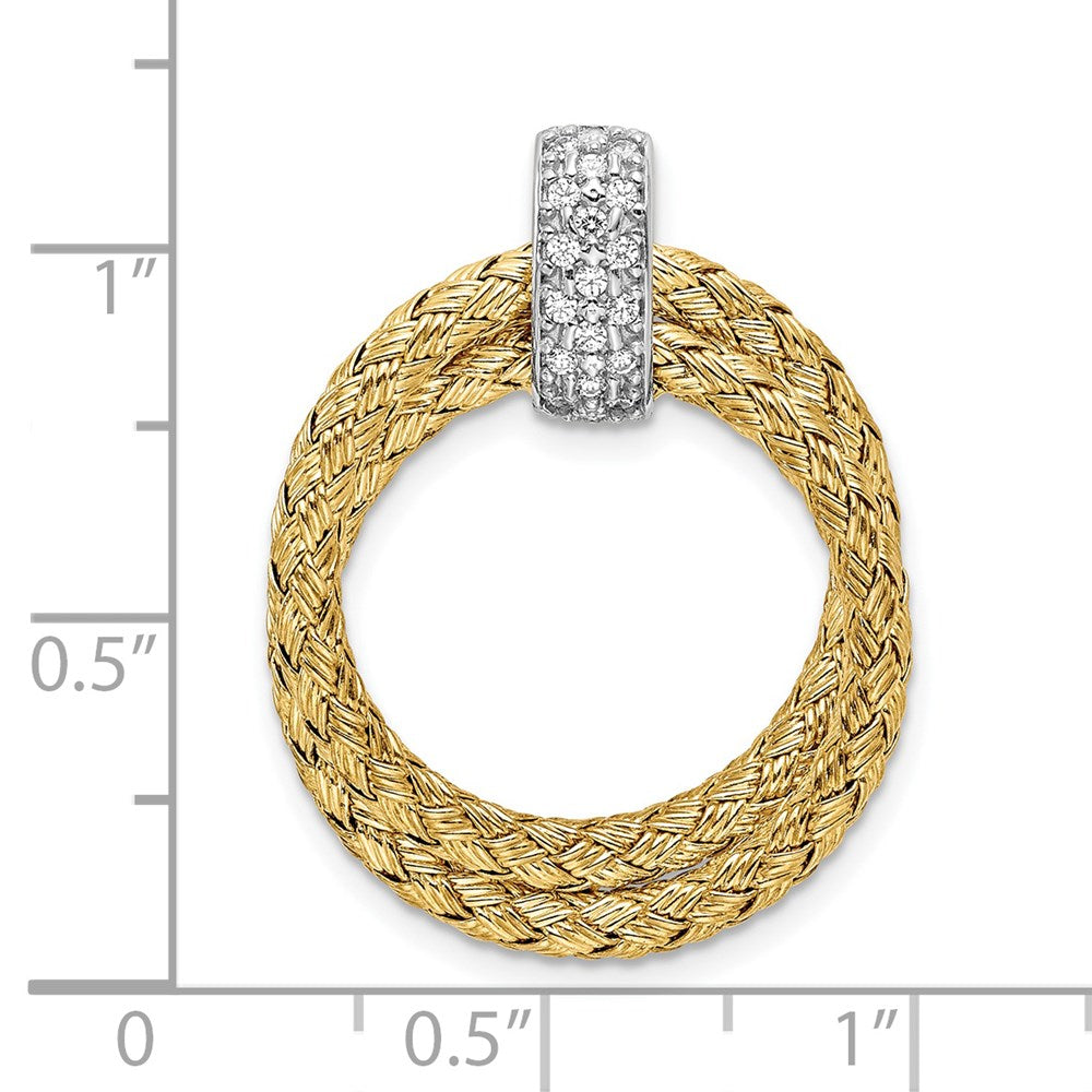 Sterling Silver Rhodium-Plated Gold-Plated Cz Braided Pendant
