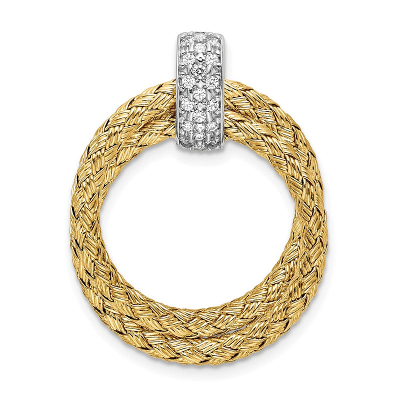 Sterling Silver Rhodium-Plated Gold-Plated Cz Braided Pendant