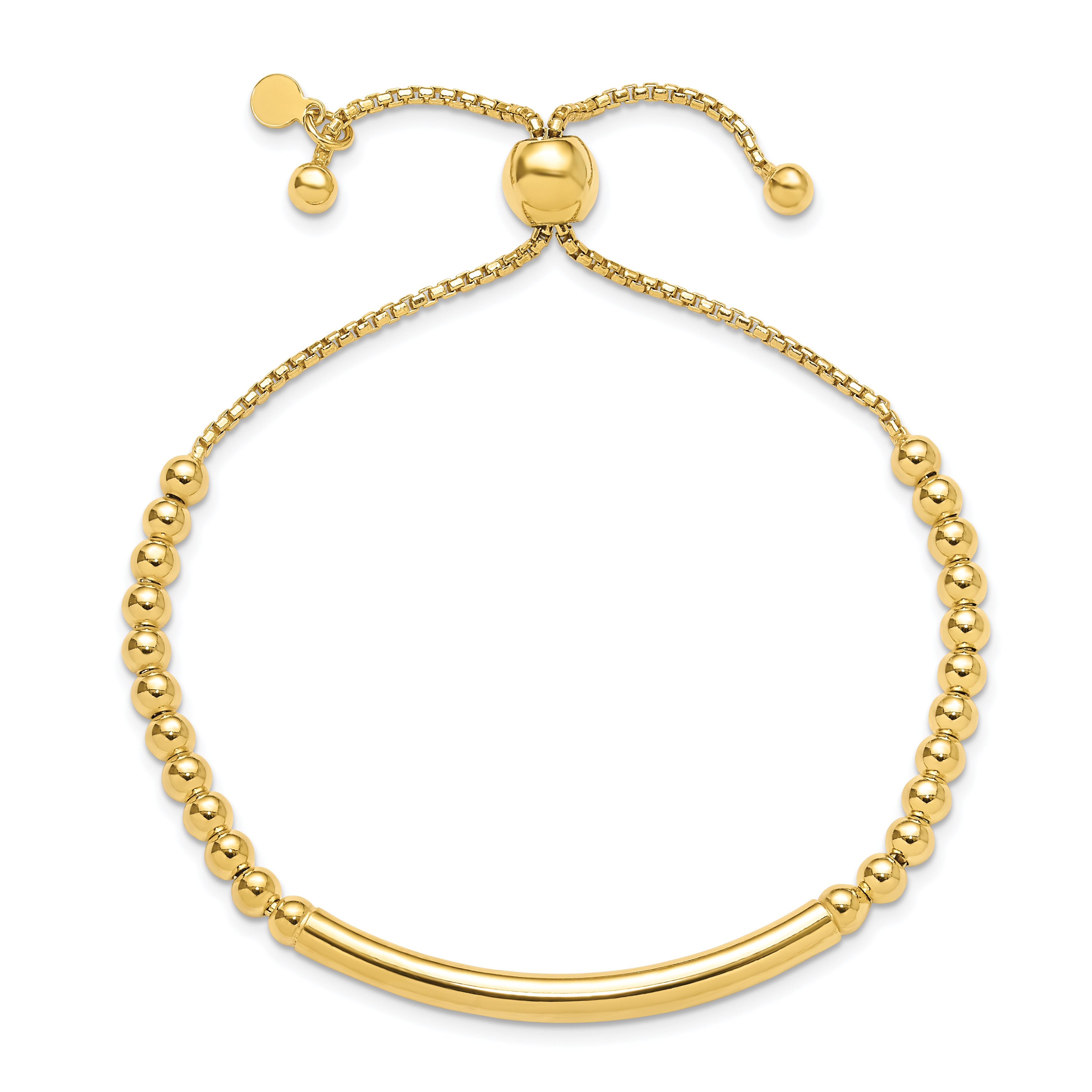 Sterling Silver Gold Plated Beaded Adjustable Bracelet