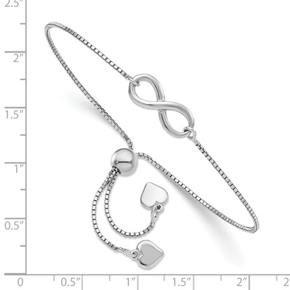 Sterling Silver Rh Plated Polished Infinity Adjustable Bracelet