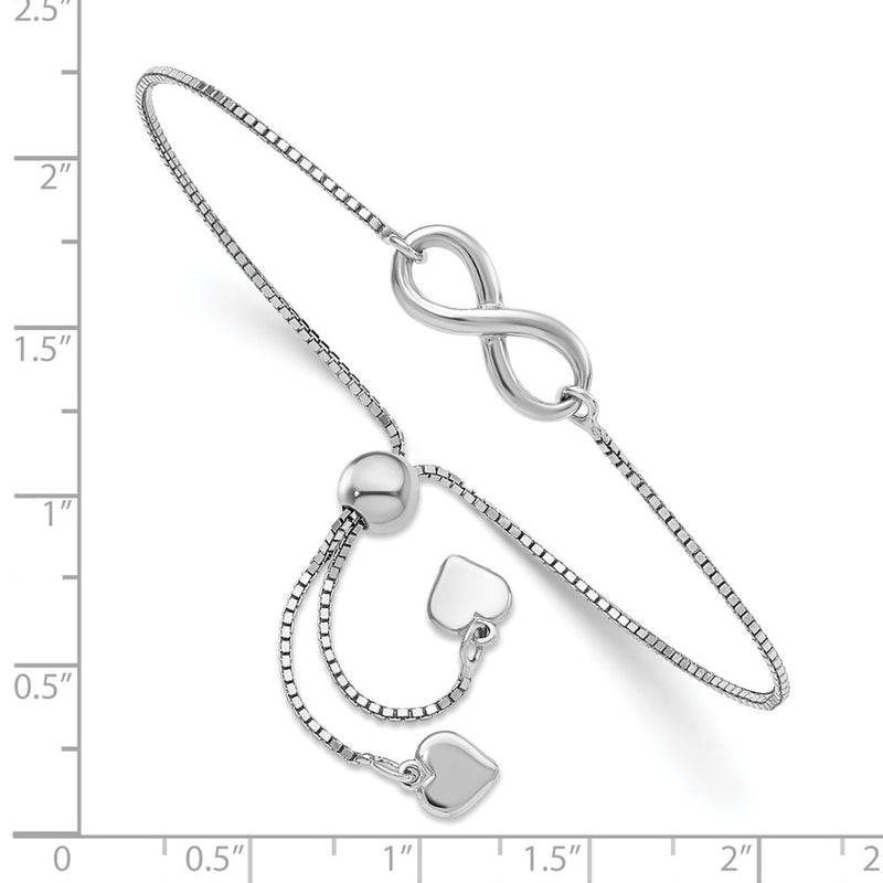 Sterling Silver Rh Plated Polished Infinity Adjustable Bracelet