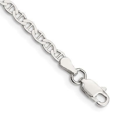 9 Inch Sterling Silver 3.1mm Flat Anchor Chain Anklet