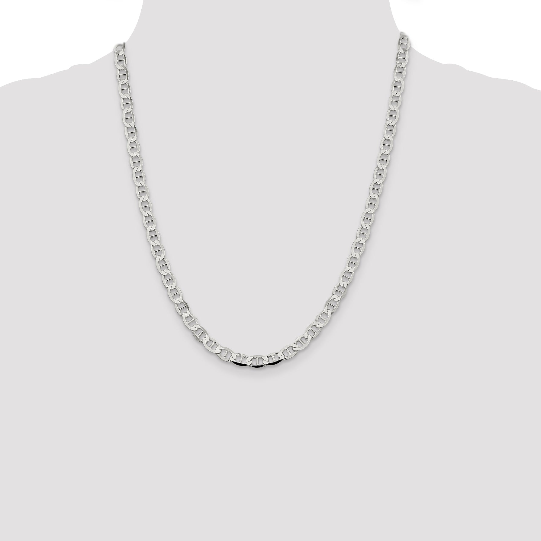 22 Inch Sterling Silver 5.7mm Flat Anchor Chain