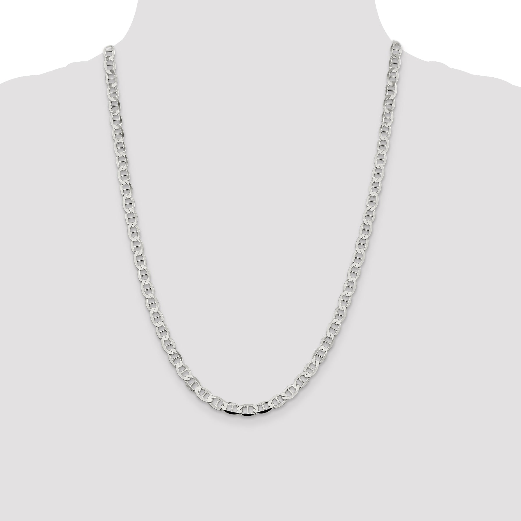 24 Inch Sterling Silver 5.7mm Flat Anchor Chain