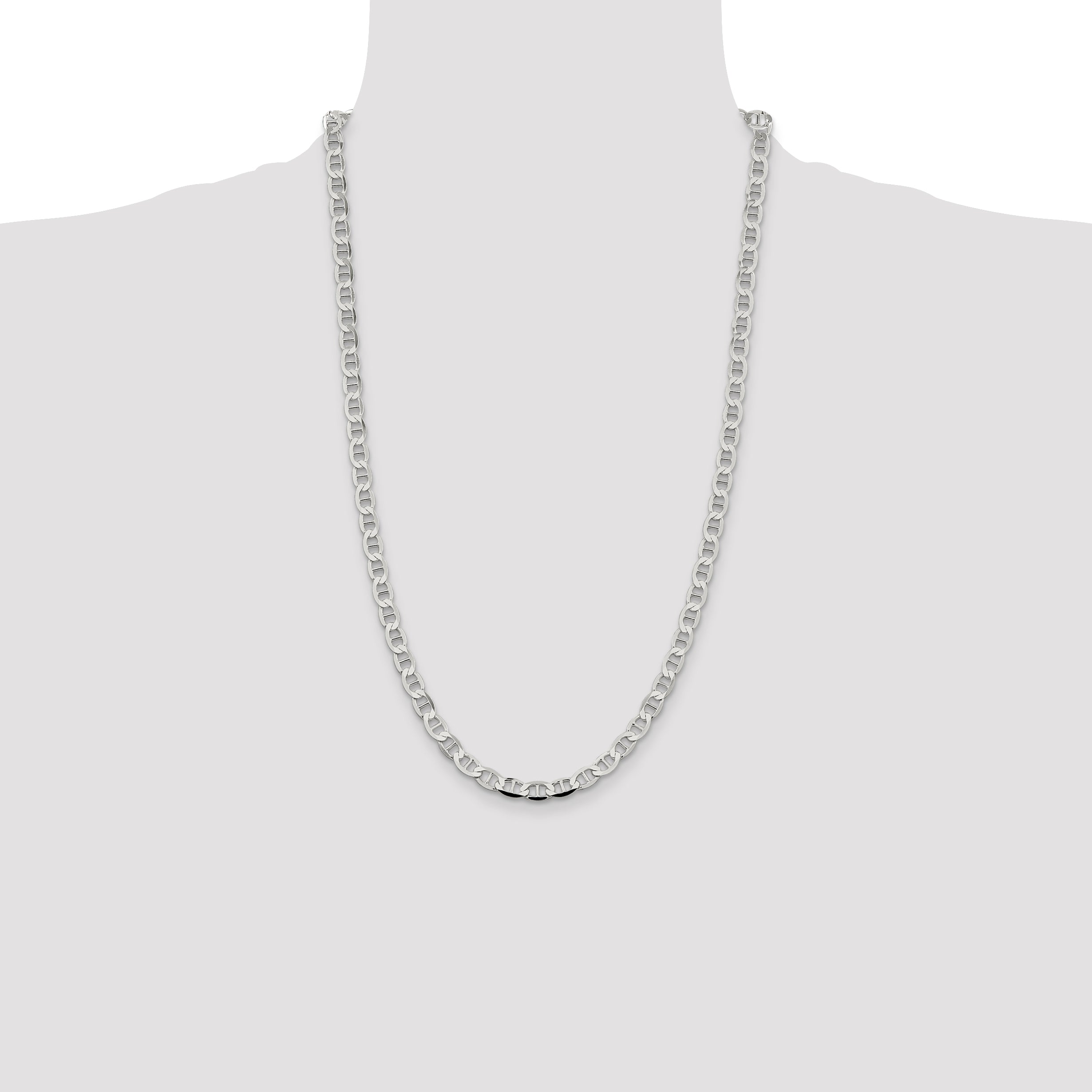 26 Inch Sterling Silver 5.7mm Flat Anchor Chain