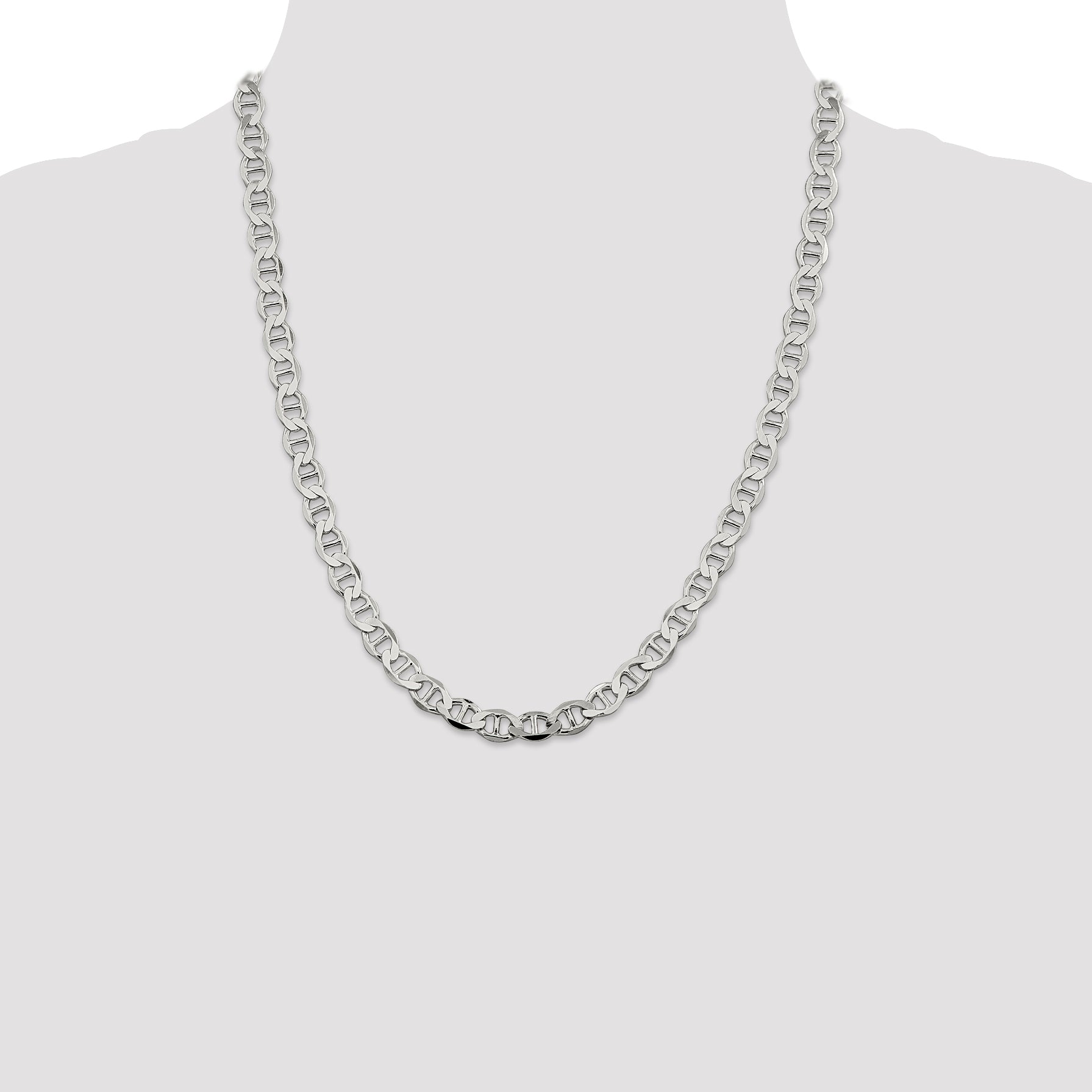 22 Inch Sterling Silver 7.1mm Flat Anchor Chain