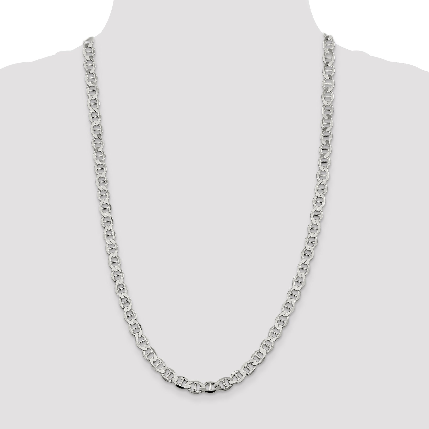 26 Inch Sterling Silver 7.1mm Flat Anchor Chain