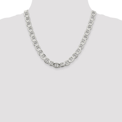 Sterling Silver 9.95mm Flat Anchor Chain Necklace