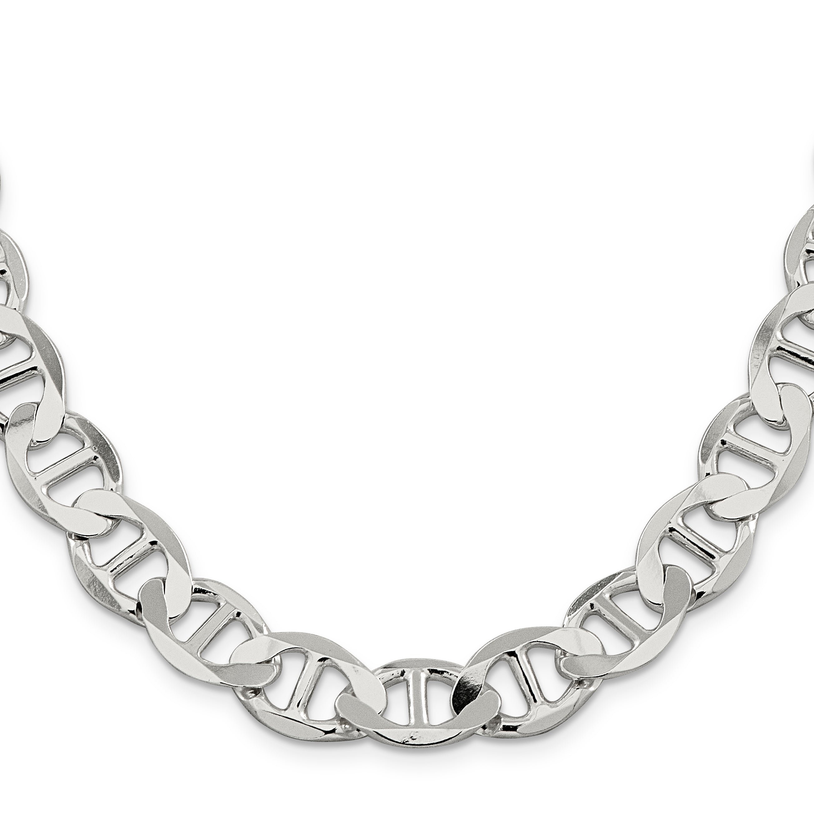 Sterling Silver 12.3mm Flat Anchor Chain Necklace