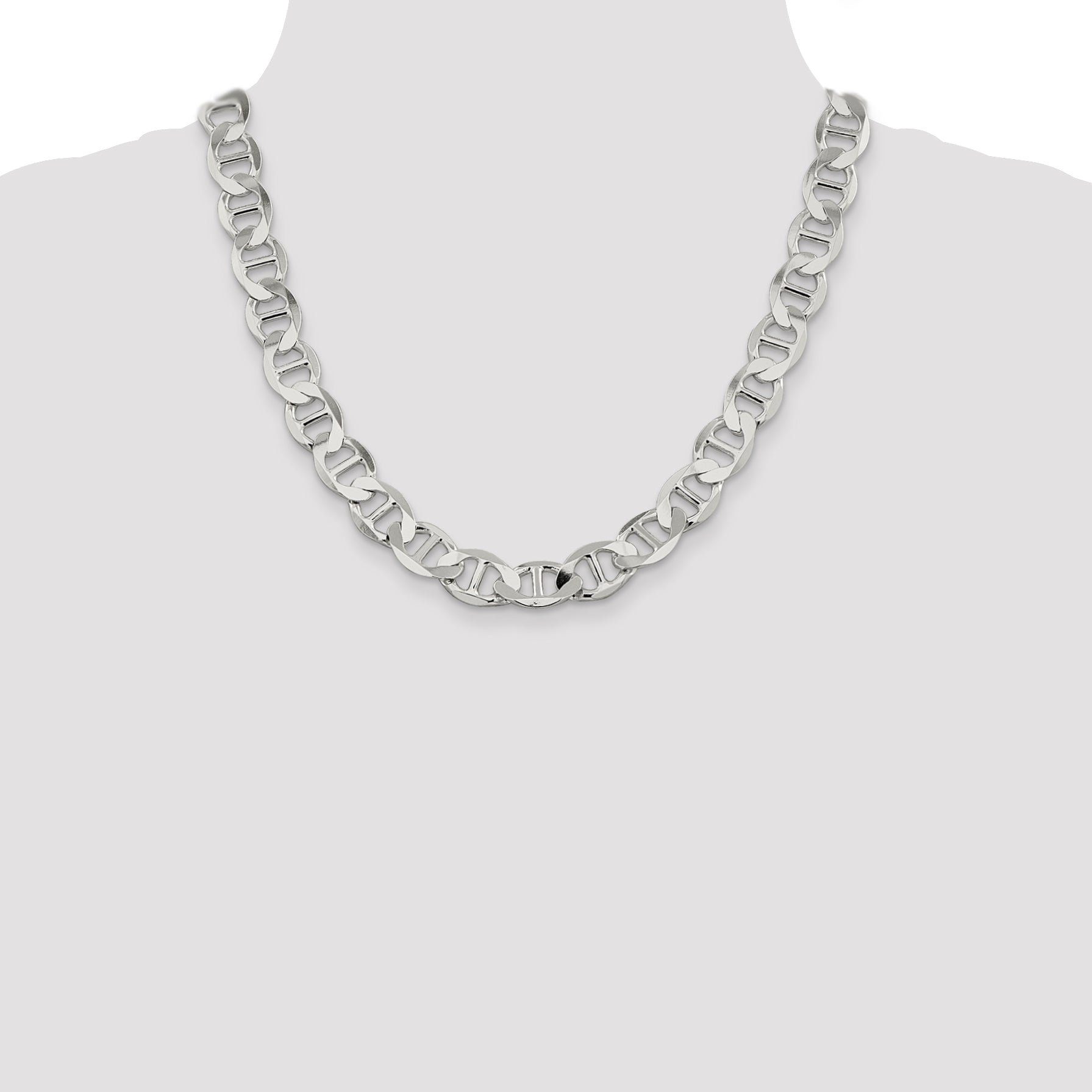 Sterling Silver 12.3mm Flat Anchor Chain Necklace