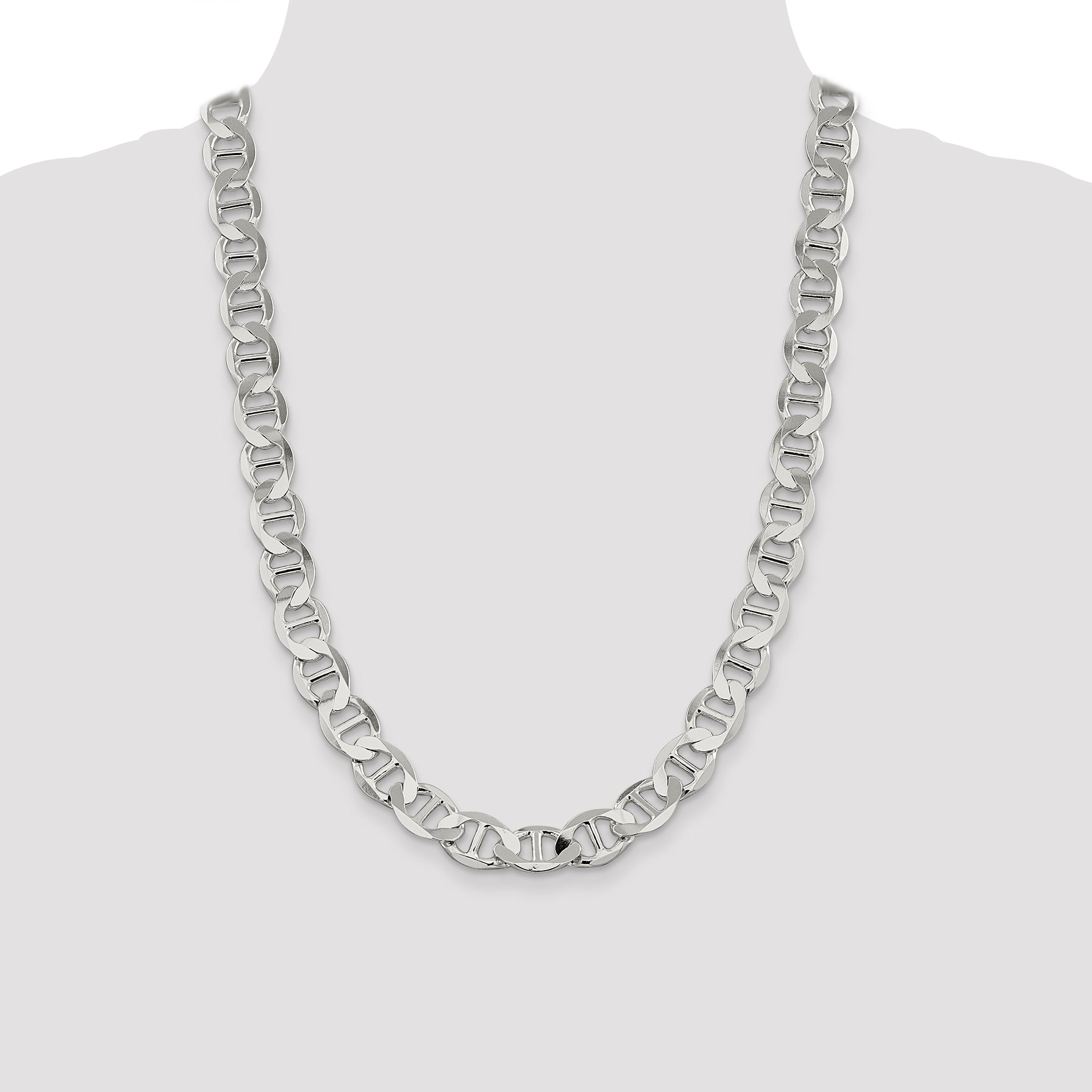 24 Inch Sterling Silver 12.3mm Flat Anchor Chain