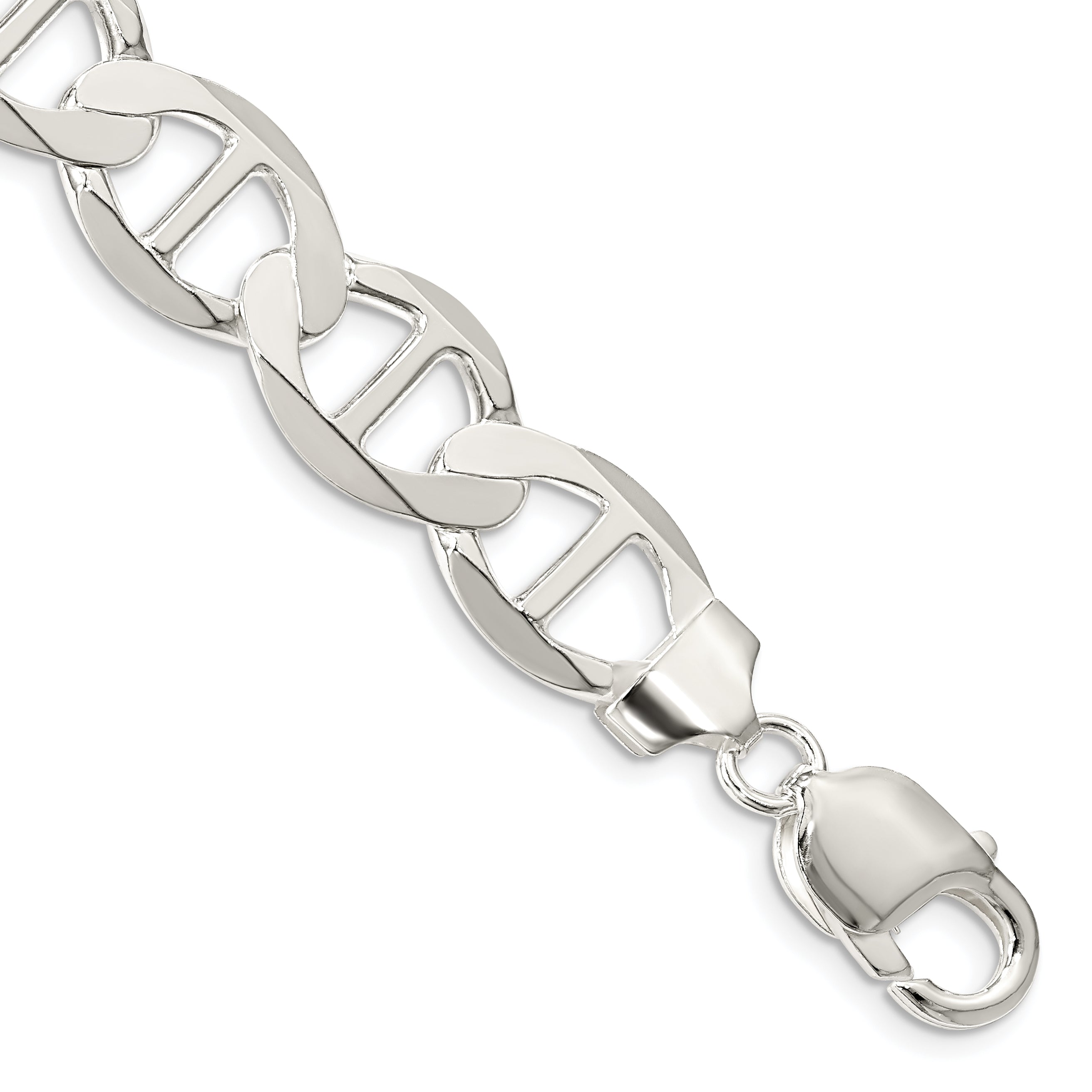 9 Inch Sterling Silver 12.3mm Flat Anchor Chain